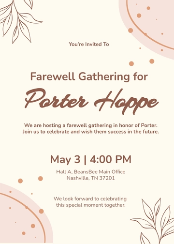 Free Farewell Meeting Invitation Template to Edit Online