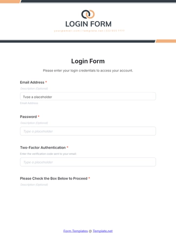 Free Login Form Template to Edit Online