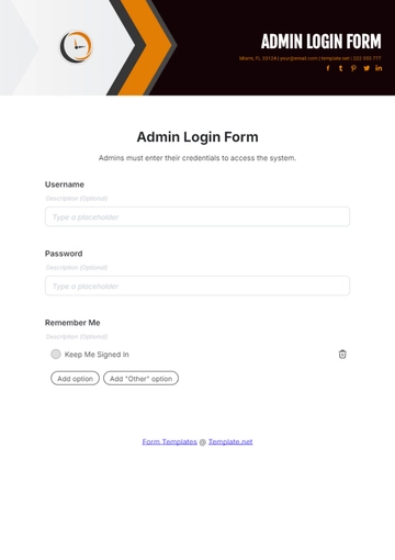 Free Admin Login Form Template to Edit Online