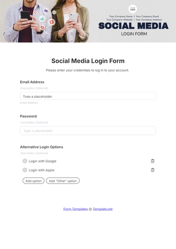 Free Social Media Login Form Template to Edit Online