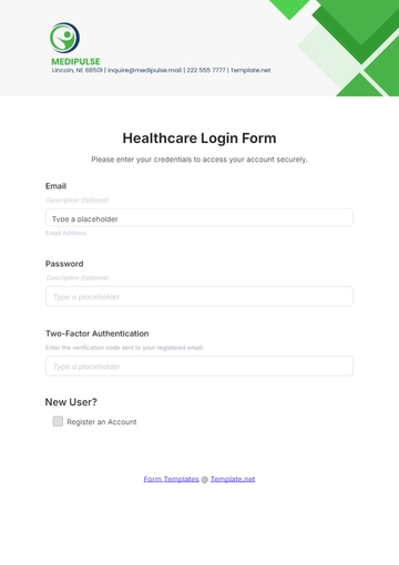 Free Healthcare Login Form Template to Edit Online