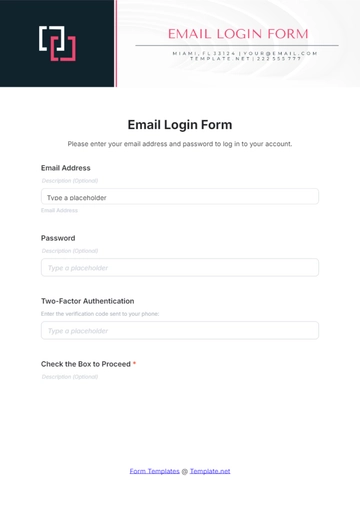 Free Email Login Form Template to Edit Online