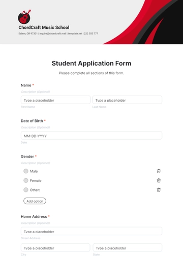 Free Student Application Form Template to Edit Online