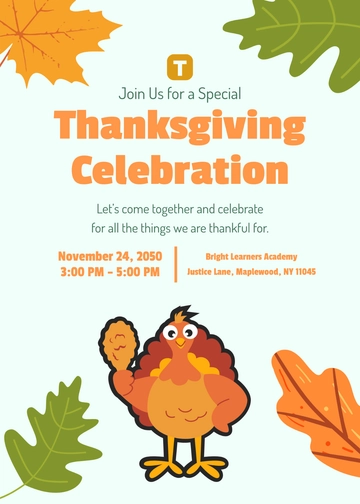 Free Preschool Thanksgiving Invitation Template to Edit Online