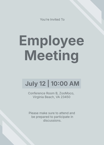 Free Blank Employee Meeting Invitation Template to Edit Online