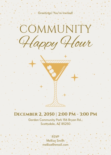 Free Gold Glitter Happy Hour Invitation Template to Edit Online