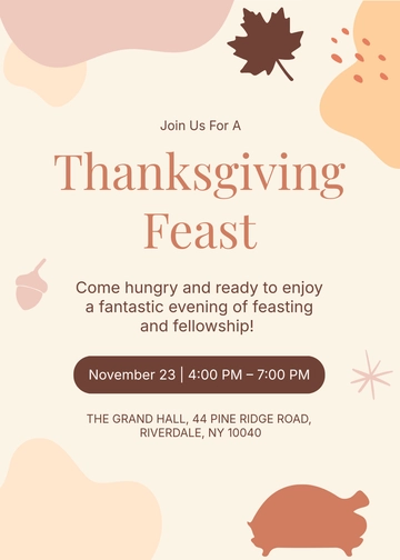 Free Aesthetic Thanksgiving Feast Invitation Template to Edit Online