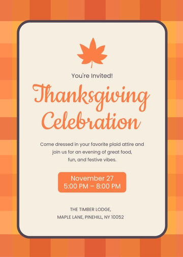 Free Plaid Thanksgiving Invitation Design Template to Edit Online