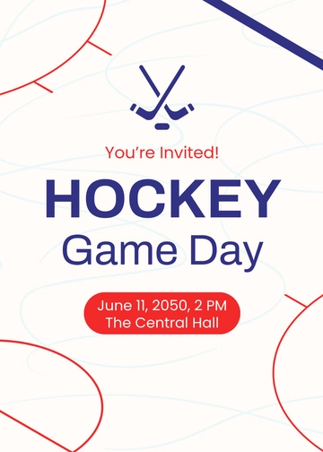 Free Blank Hockey Sports Invitation Template to Edit Online