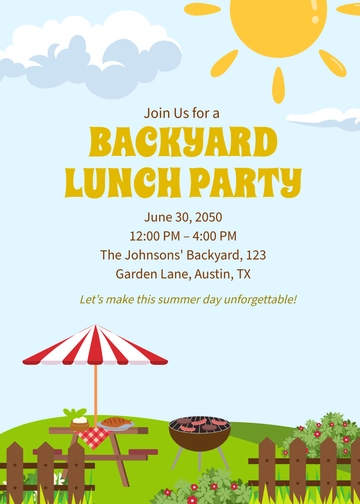 Free Backyard Lunch Summer Invitation Template to Edit Online