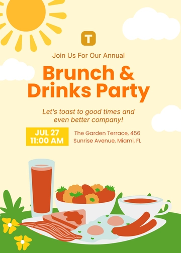 Free Brunch and Drinks Summer Invitation Template to Edit Online