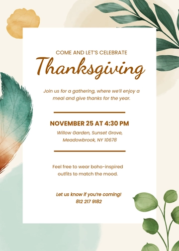 Free Boho Thanksgiving Invitation Background Template to Edit Online