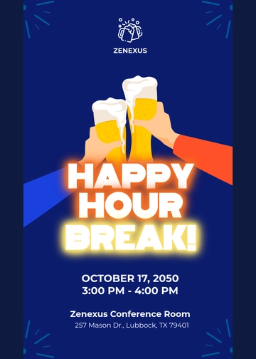 Free Navy Blue Happy Hour Invitation Template to Edit Online