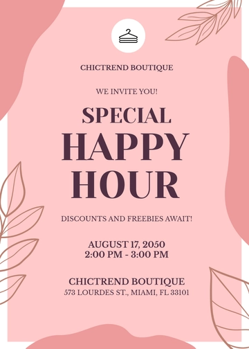 Free Aesthetic Rose Pink Happy Hour Invitation Template to Edit Online