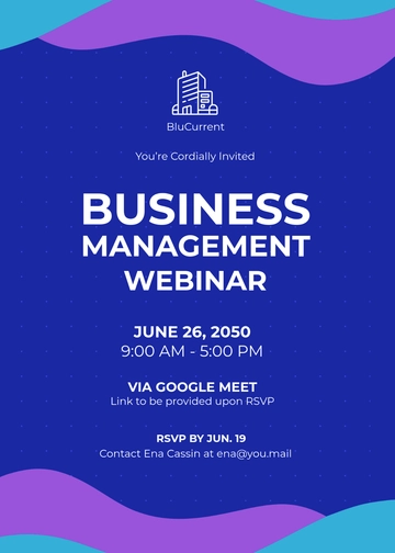 Free Blue and Purple Webinar Email Invitation Template to Edit Online