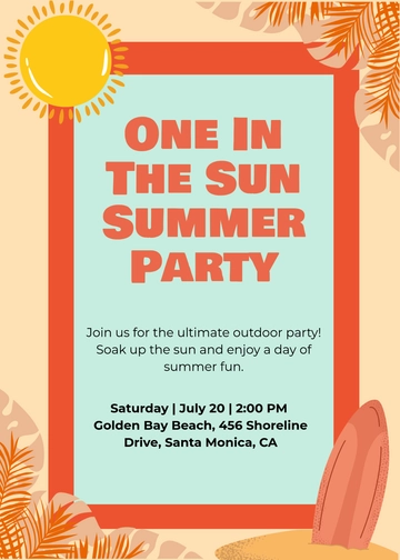 Free One in the Sun Summer Invitation Template to Edit Online
