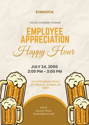 Free Employee Appreciation Happy Hour Invitation Template to Edit Online