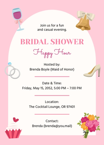 Free Bridal Shower Happy Hour Invitation Template to Edit Online