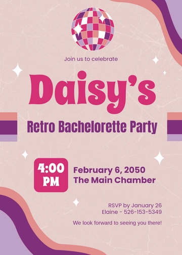 Free Retro Bachelorette Invitation Template to Edit Online