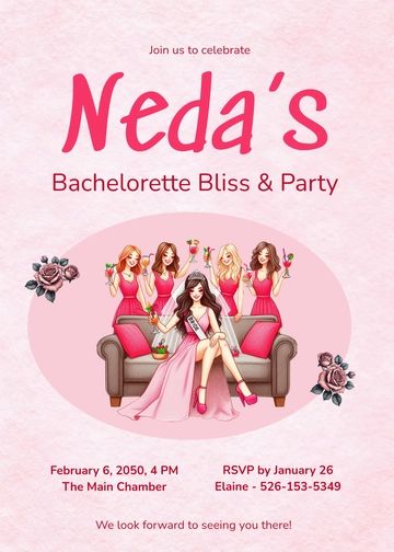 Free Hand-Drawn Bachelorette Invitation Template to Edit Online