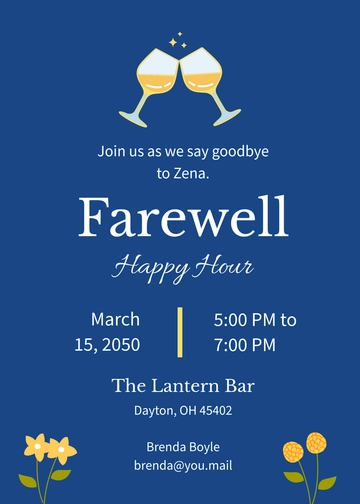 Free Farewell Party Happy Hour Invitation Template to Edit Online