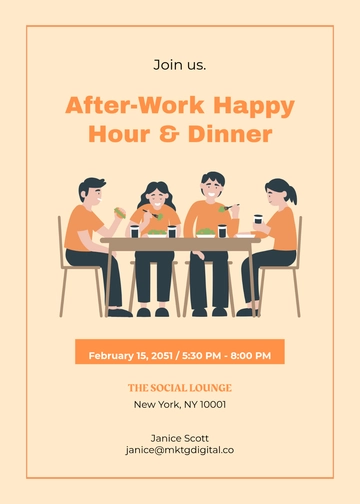 Free Simple Dinner Happy Hour Invitation Template to Edit Online