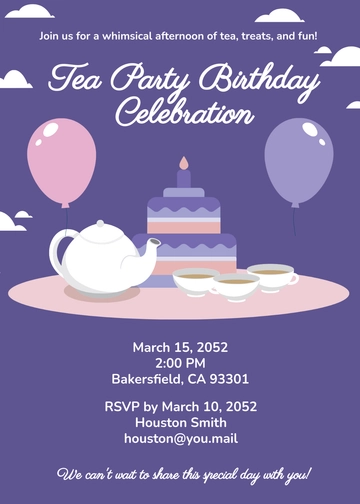 Free Editable Tea Party Birthday Invitation Template to Edit Online