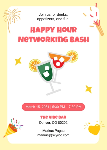 Free Colorful Happy Hour Gathering Invitation Template to Edit Online