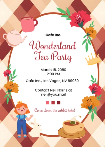 Free Alice in Wonderland Tea Party Invitation Template to Edit Online