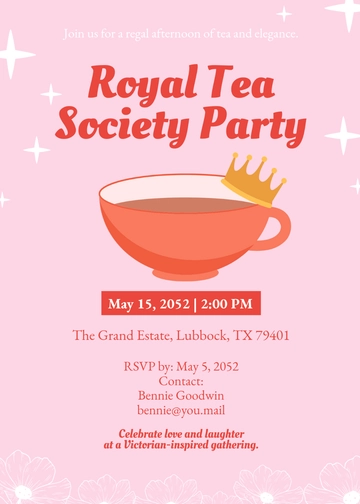 Free Royal Tea Party Invitation Template to Edit Online