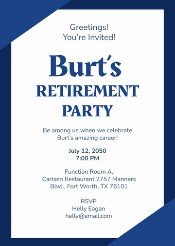Free Retirement Party Email Invitation Template to Edit Online