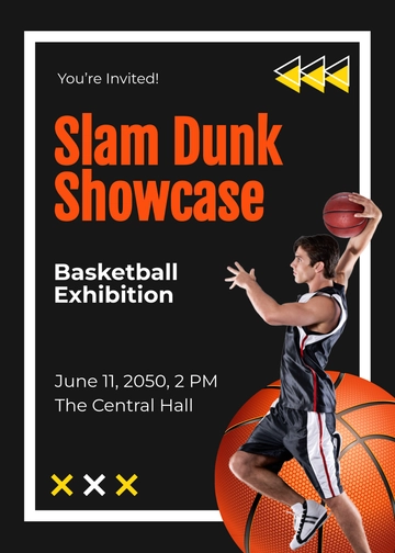 Free Basketball Exhibition Sports Invitation Template to Edit Online