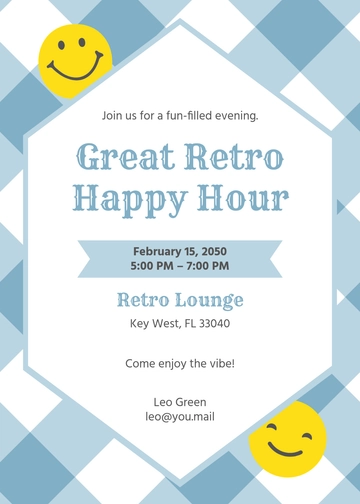 Free Creative Checkered Happy Hour Invitation Template to Edit Online