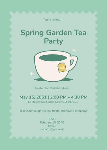 Free Afternoon Tea Party Invitation Template to Edit Online