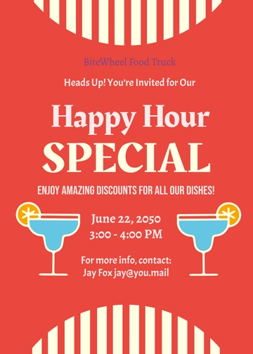 Free Simple Happy Hour Email Invitation Template to Edit Online
