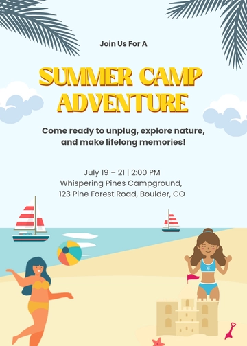 Free Beautiful Summer Camp Invitation Template to Edit Online