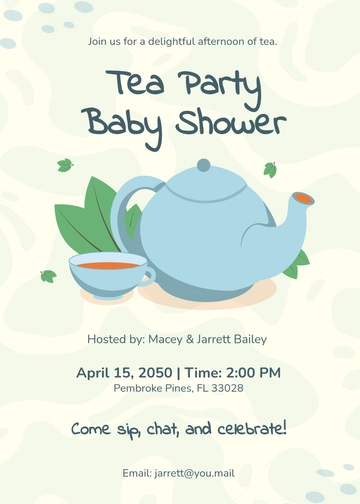 Free Creative Tea Party Invitation Template for Baby Shower to Edit Online