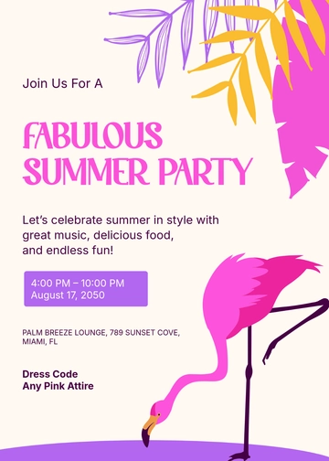 Free Flamingo Summer Invitation Design Template to Edit Online