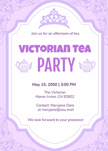 Free Princess Tea Party Invitation Template to Edit Online