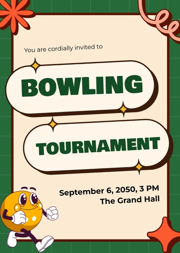 Free Retro Bowling Sports Invitation Template to Edit Online