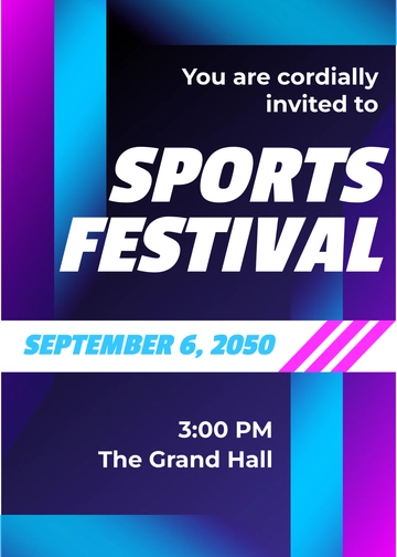 Free Neon Sports Fest Invitation Template to Edit Online