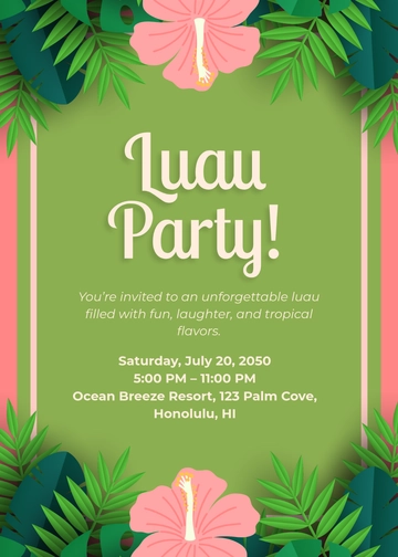 Free Creative Summer Luau Invitation Template to Edit Online