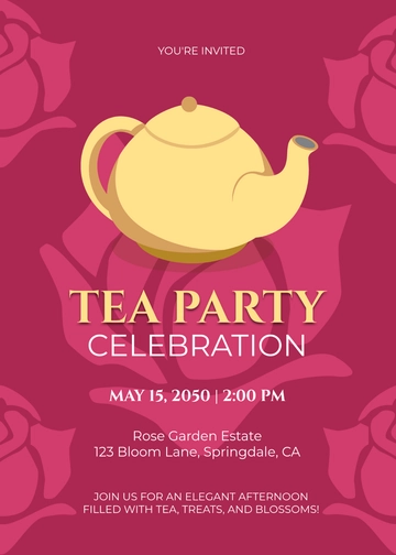 Free Rose Tea Party Invitation Template to Edit Online