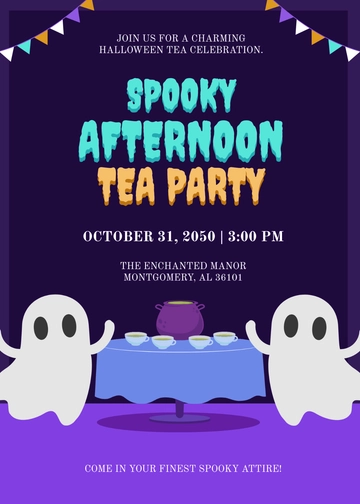 Free Fancy Halloween Tea Party Invitation Template to Edit Online
