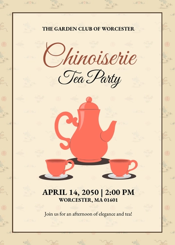 Free Chinoiserie Tea Party Invitation Template to Edit Online
