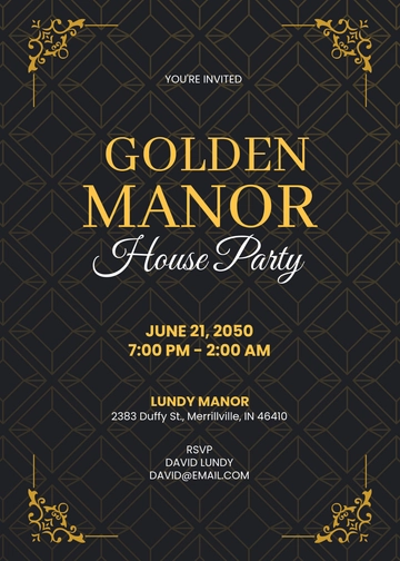 Free Design Gold Party Invitation Template to Edit Online