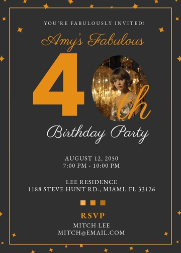 Free Editable Fabulous 40th Birthday Invitation Template to Edit Online