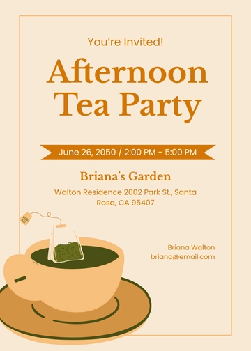 Free Formal Tea Party Invitation Design Template to Edit Online