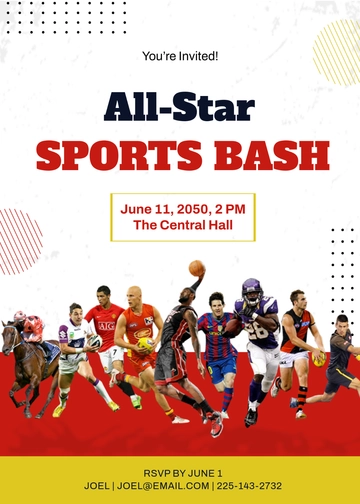 Free Colorful Sports Party Invitation Template to Edit Online