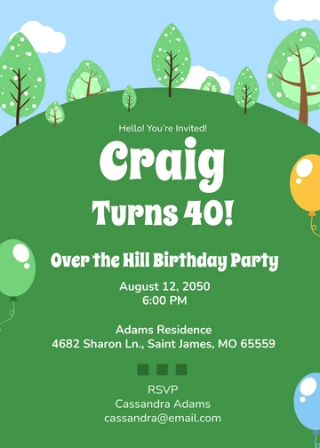 Free Over the Hill 40th Birthday Invitation Template to Edit Online
